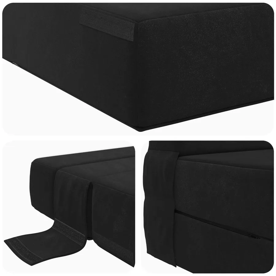 Canapé-lit pliable Noir 70 x 72 x 60 cm Tissu - 6