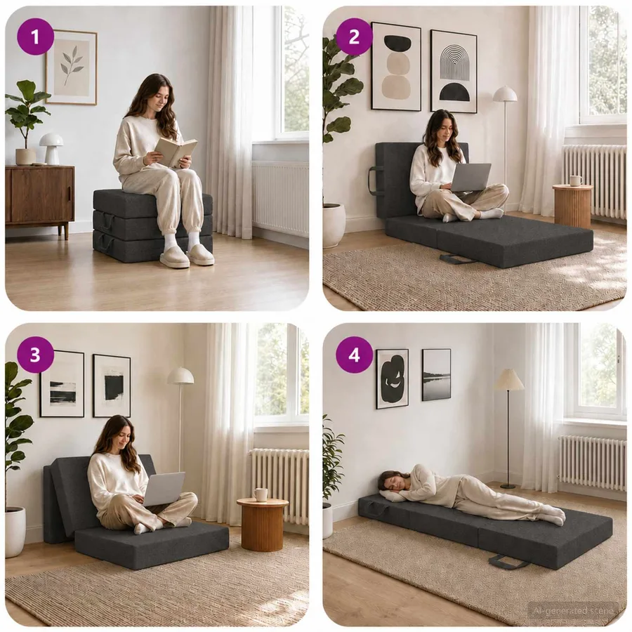 Canapé-lit pliable 75 x 63 x 45 cm Gris foncé - 9
