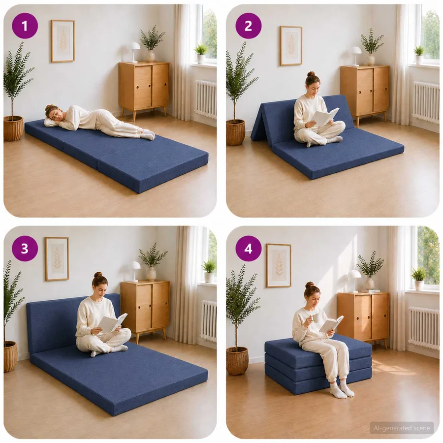 Canapé-lit pliable 90 x 67 x 45 cm Bleu - 9