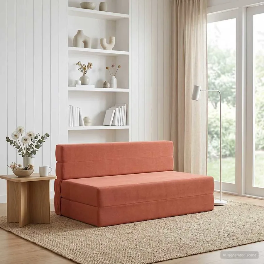 Canapé-lit pliable Rouge orange 152 x 86,5 x 60 cm Tissu