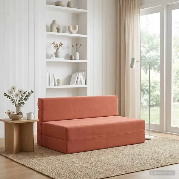 Canapé-lit pliable Rouge orange 152 x 86,5 x 60 cm Tissu