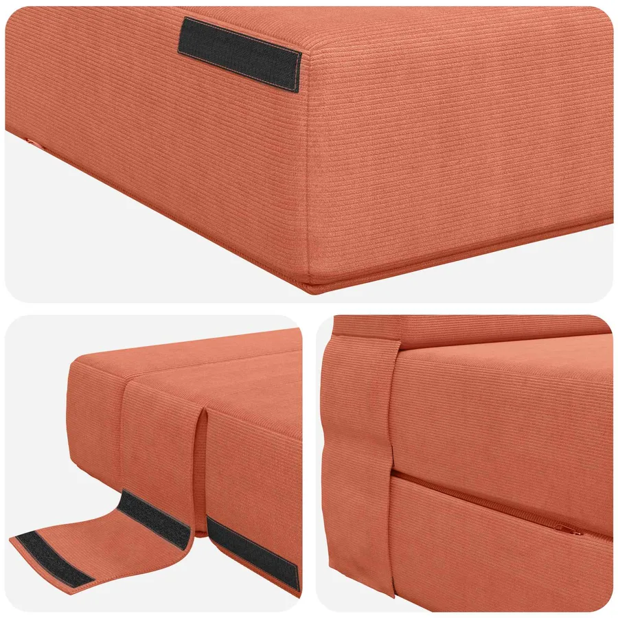 Canapé-lit pliable Rouge orange 152 x 86,5 x 60 cm Tissu - 6