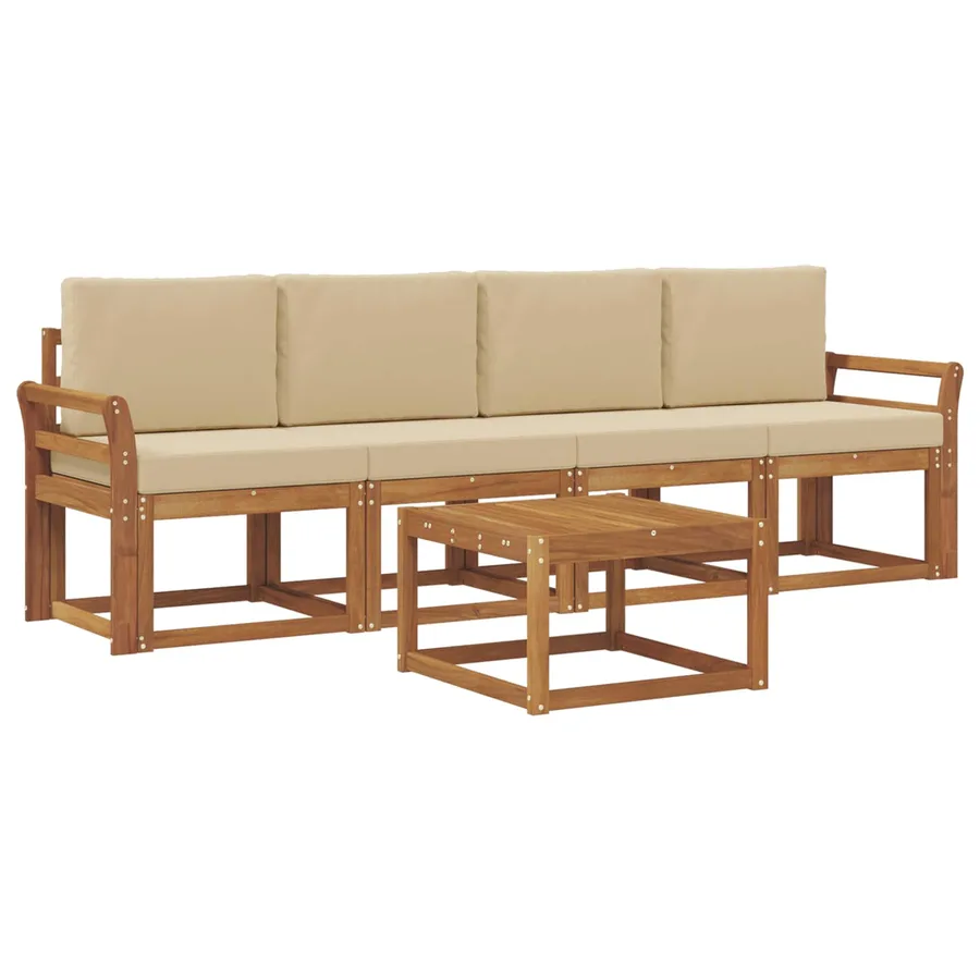 Ensemble de canapés d'extérieur 5 pcs Naturel et Beige - 2