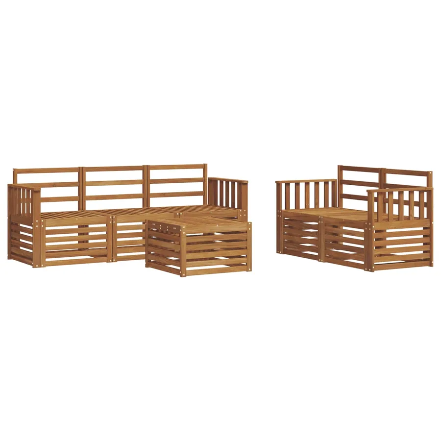 Ensembles de canapés 6 pcs Naturel Bois d'Acacia Massif - 2