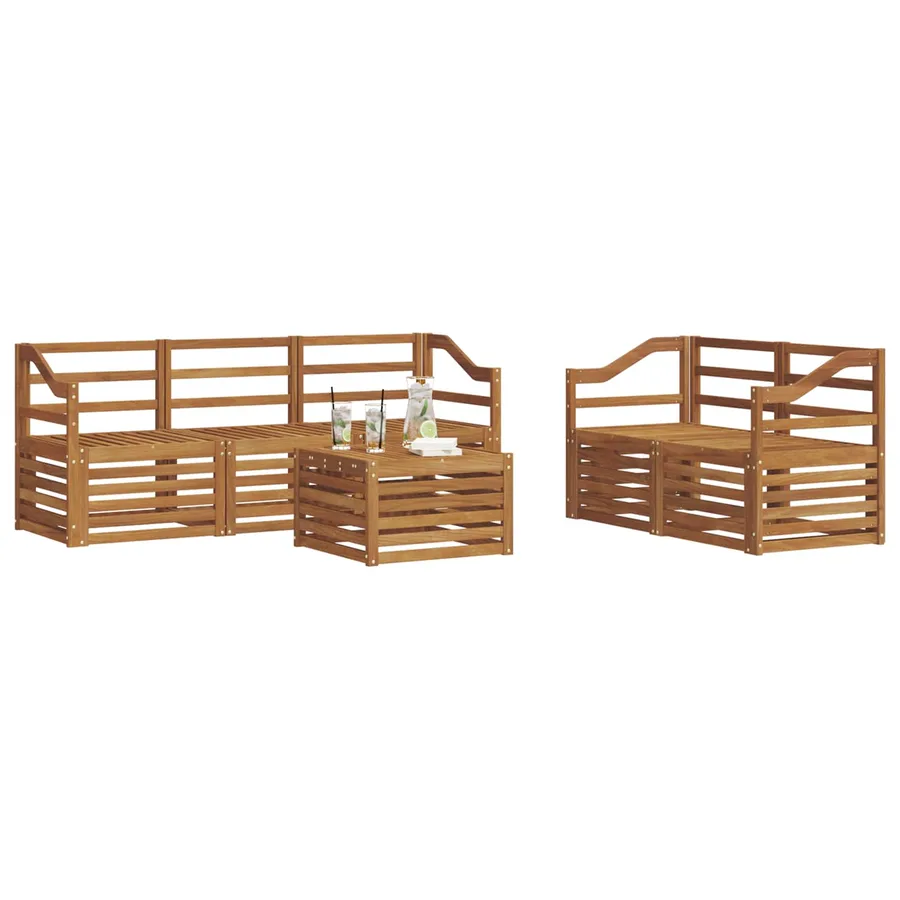 Ensembles de canapés 6 pcs Naturel Bois d'Acacia Massif - 3
