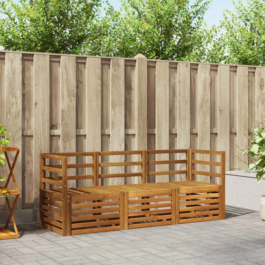 Ensembles de canapés 3 pcs Naturel Bois d'Acacia Massif