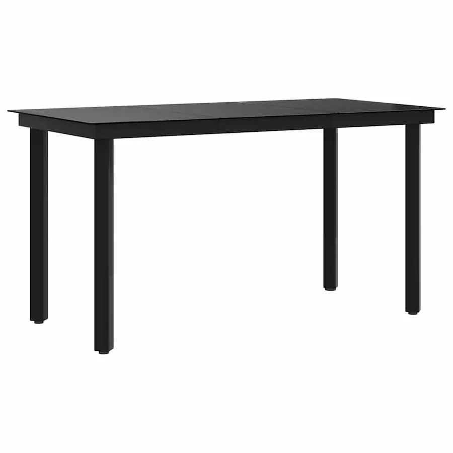 Table à dîner de jardin Noir 140x70x74 cm Acier et verre - 2