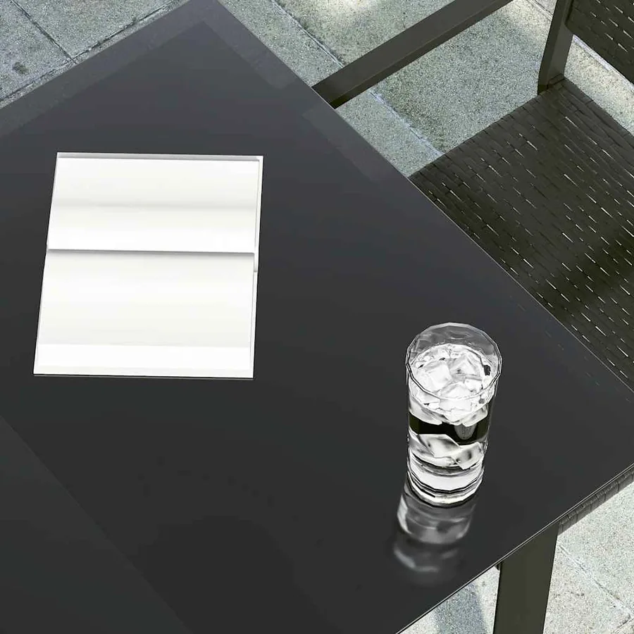 Table à dîner de jardin Noir 140x70x74 cm Acier et verre - 4