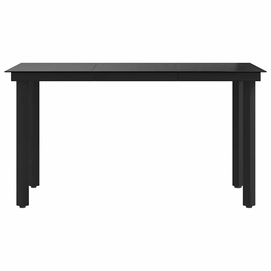 Table à dîner de jardin Noir 140x70x74 cm Acier et verre - 5