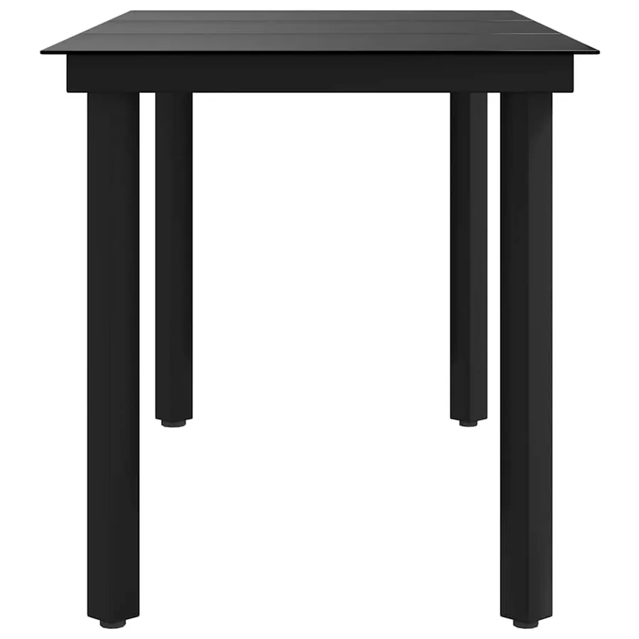 Table à dîner de jardin Noir 140x70x74 cm Acier et verre - 6