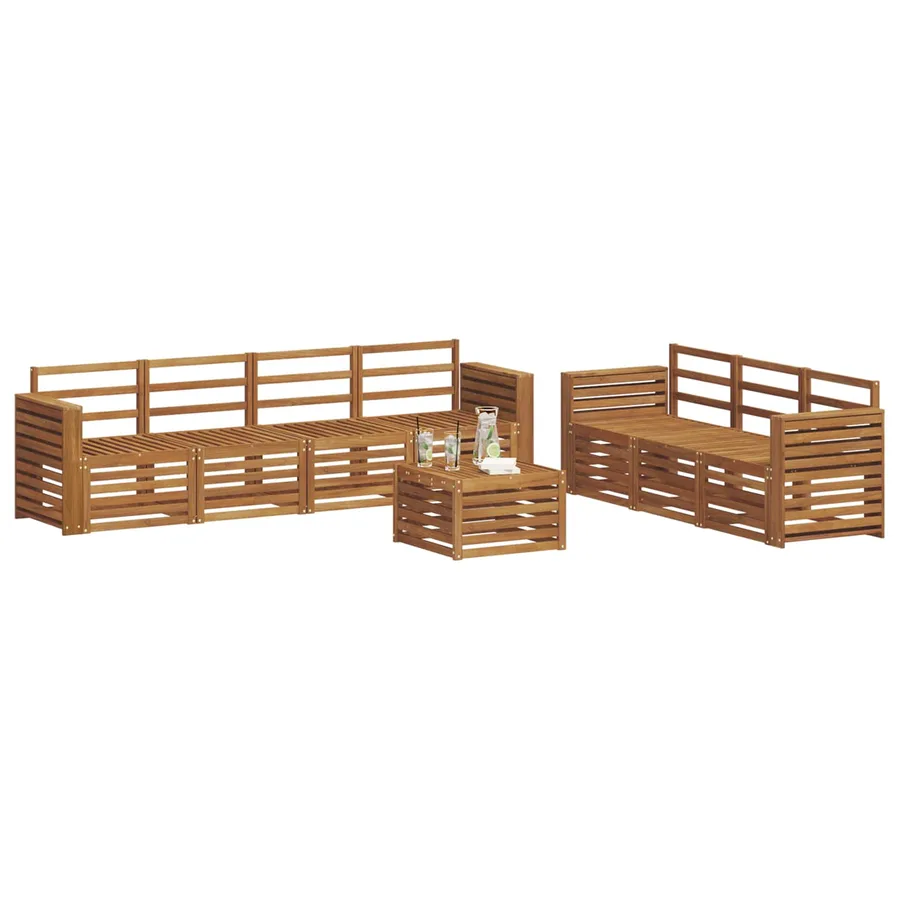 Ensembles de canapés 8 pcs Naturel Bois d'Acacia Massif - 3