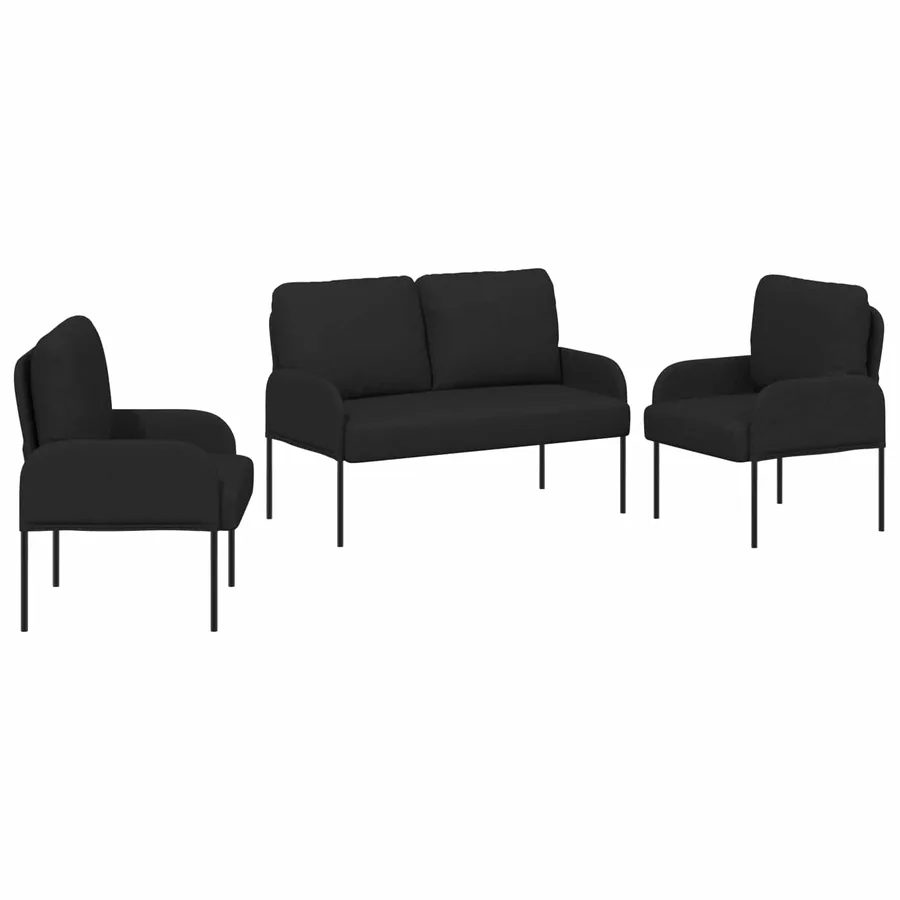 Ensembles de canapés 3 pcs Noir 115 x 56 x 80 cm Contreplaqué - 2
