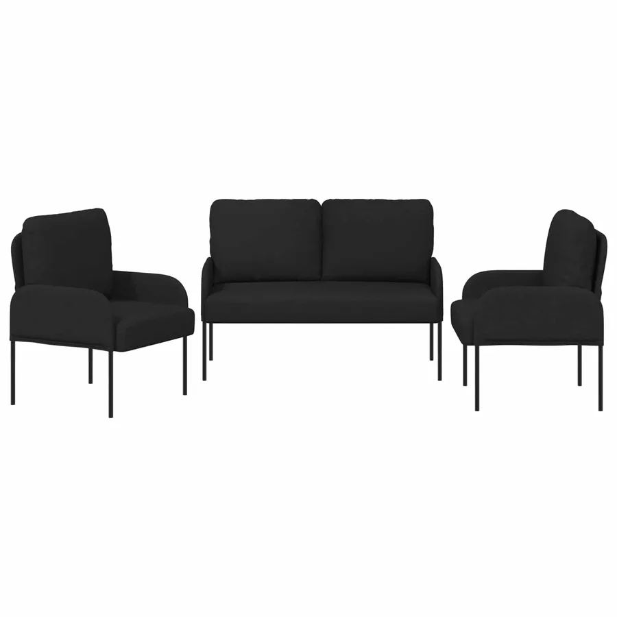 Ensembles de canapés 3 pcs Noir 115 x 56 x 80 cm Contreplaqué - 6