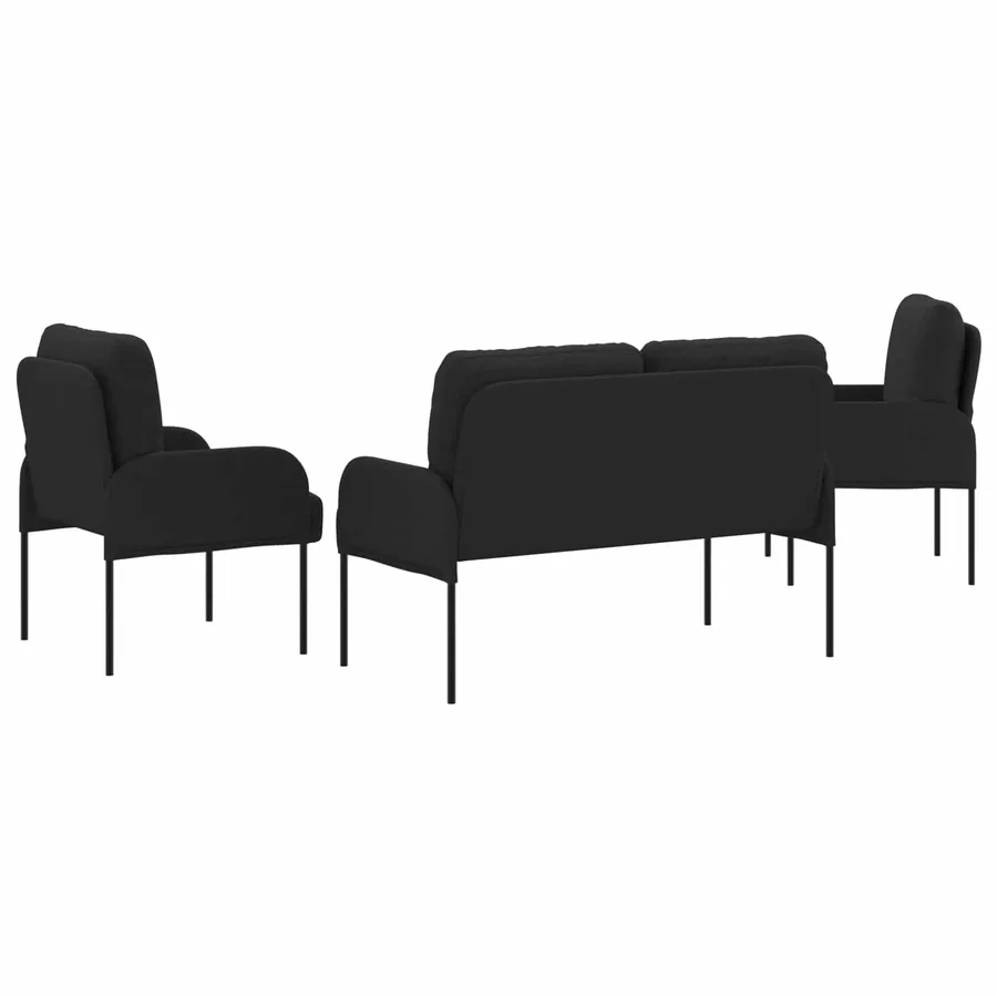 Ensembles de canapés 3 pcs Noir 115 x 56 x 80 cm Contreplaqué - 7