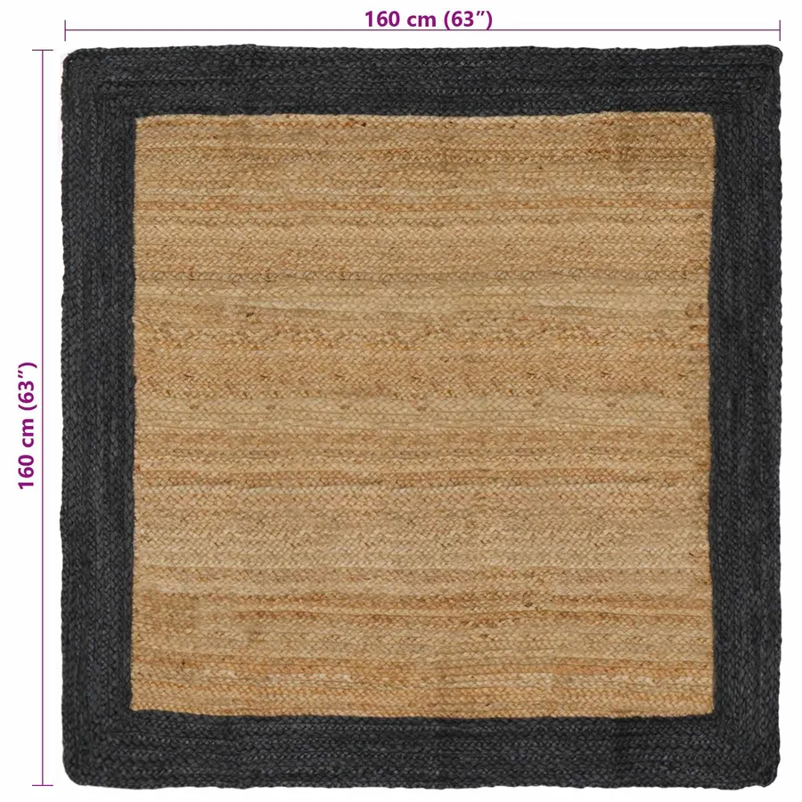 Tapis de surface Gris foncé 160 x 160 cm Jute - 8