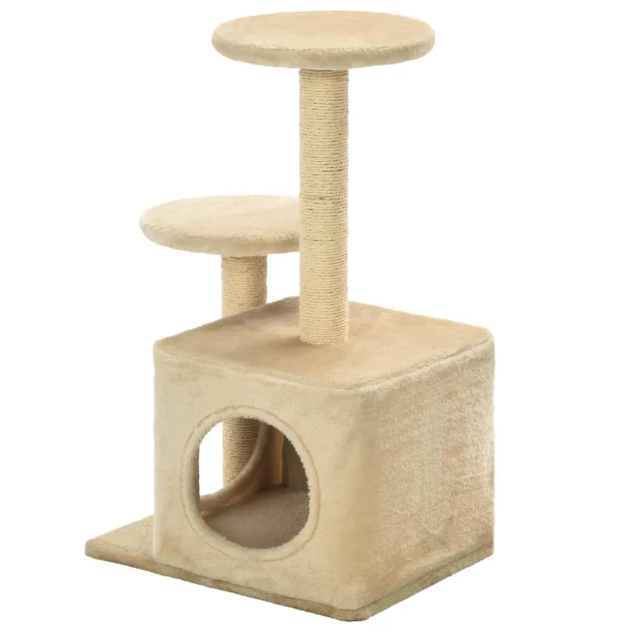 Arbre à chat avec griffoir en sisal 60 cm Beige - 4