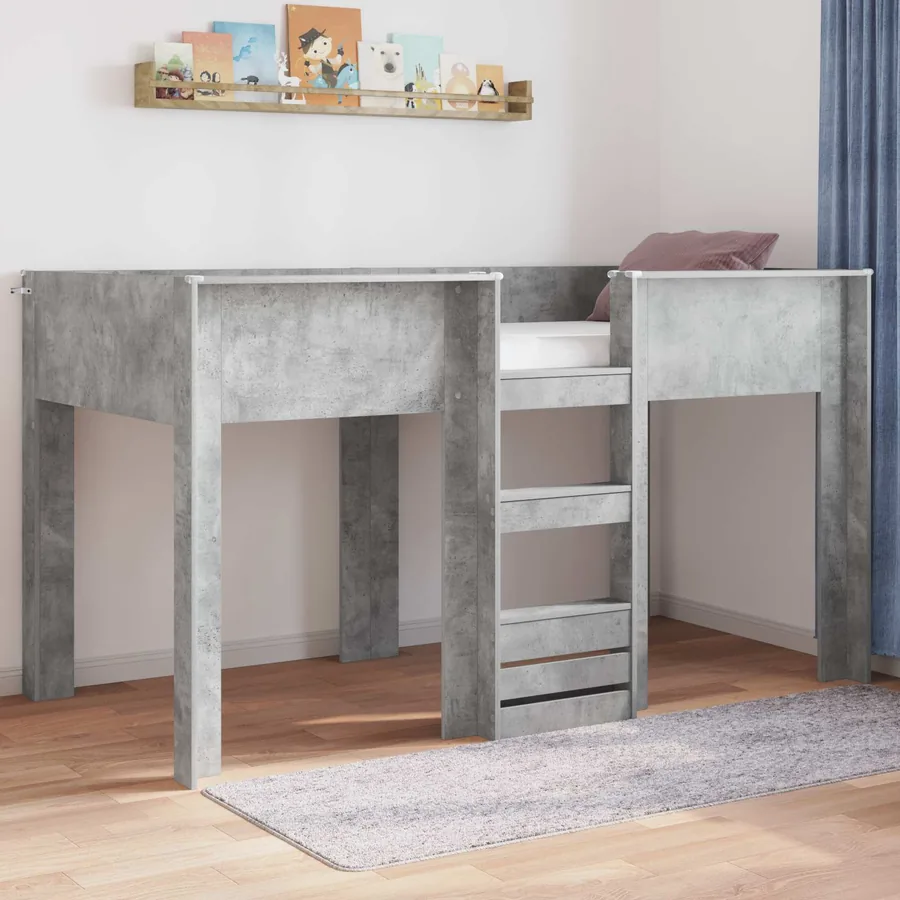 Lit Superposé pour Enfants Gris béton 100 x 200 cm
