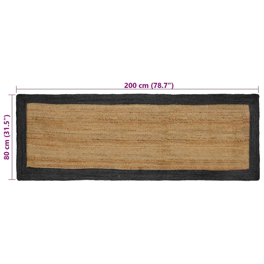 Tapis de surface Gris foncé 80 x 200 cm Jute - 8