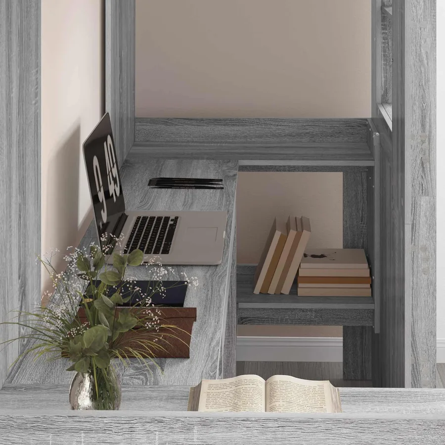 Cadre de lit superposé avec bureau Gris Sonoma 75 x 190 cm - 3