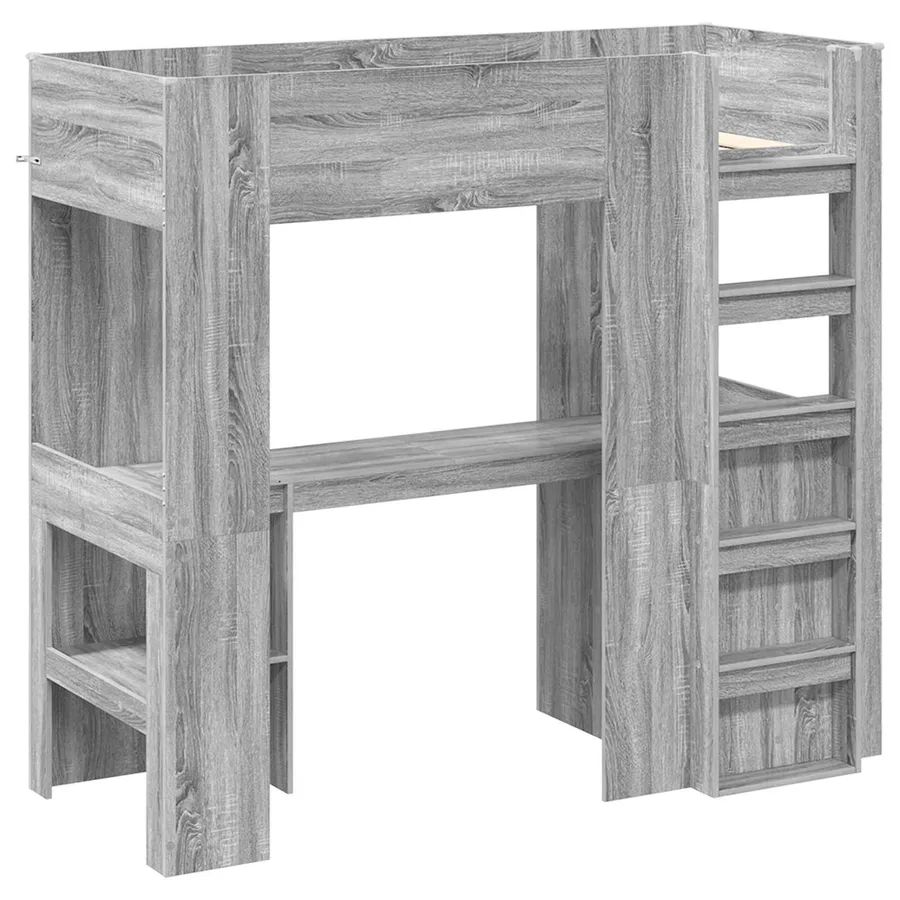 Cadre de lit superposé avec bureau Gris Sonoma 75 x 190 cm - 4