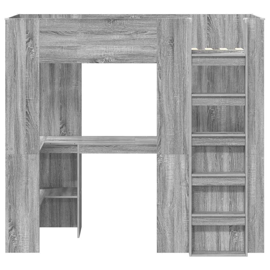 Cadre de lit superposé avec bureau Gris Sonoma 75 x 190 cm - 5