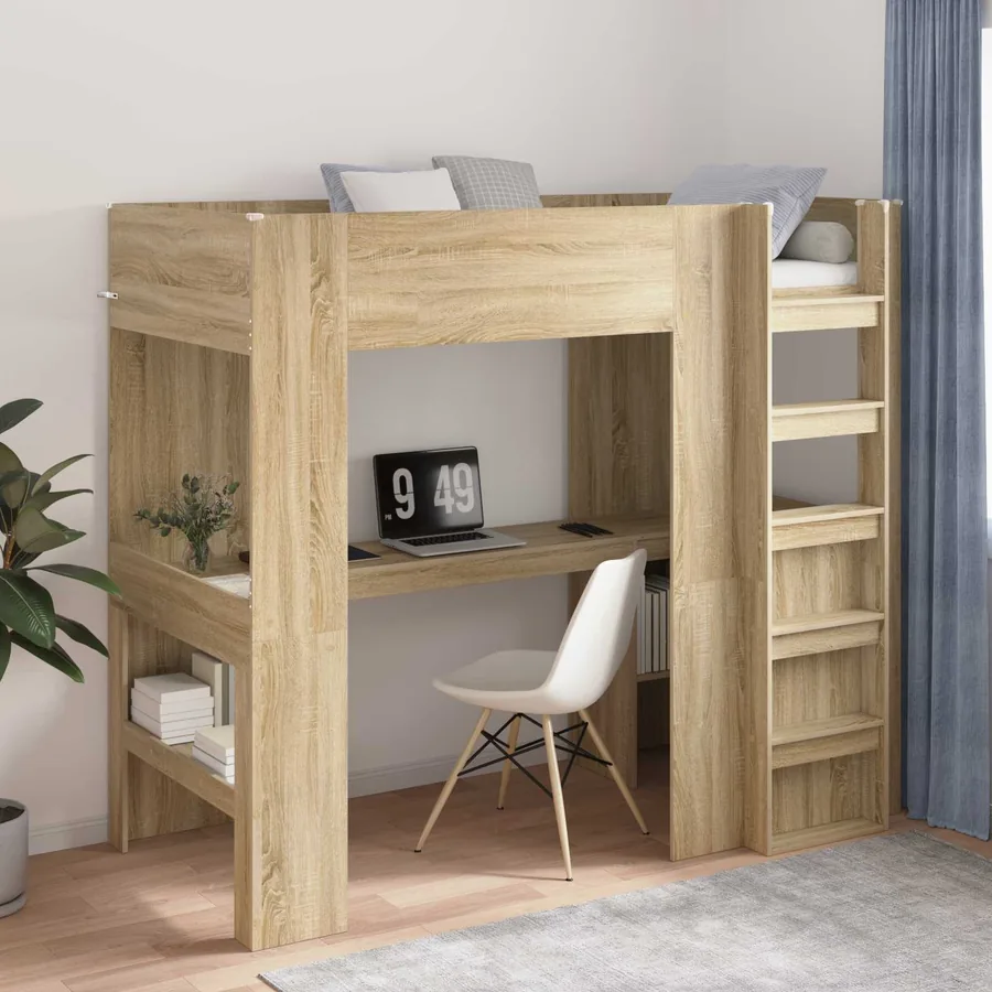 Cadre de lit superposé avec bureau Chêne Sonoma 80 x 200 cm
