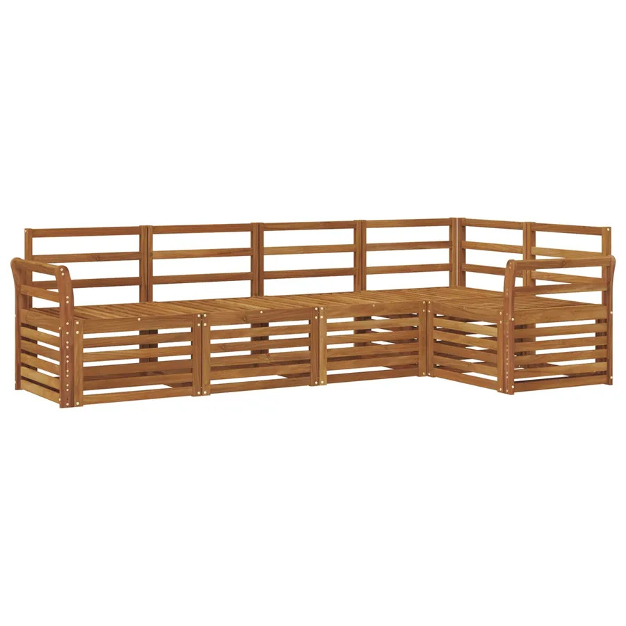 Ensemble de canapé d'angle 5 pcs Naturel Bois d'Acacia Massif - 2