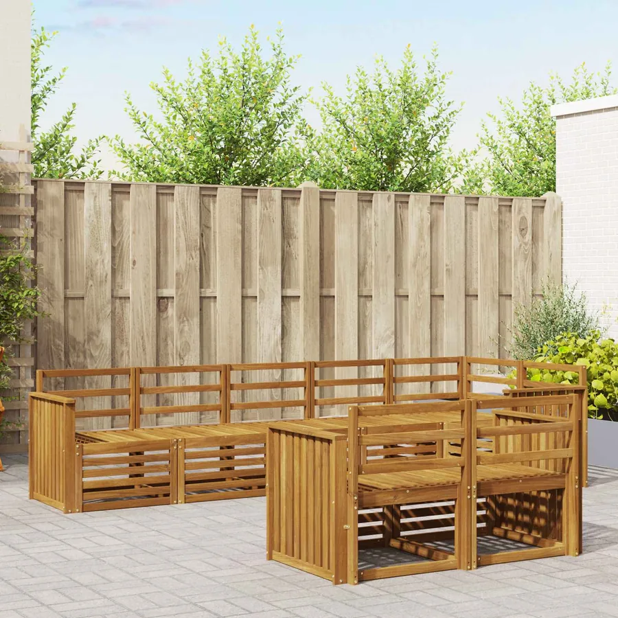 Ensembles de canapés 8 pcs Naturel Bois d'Acacia Massif