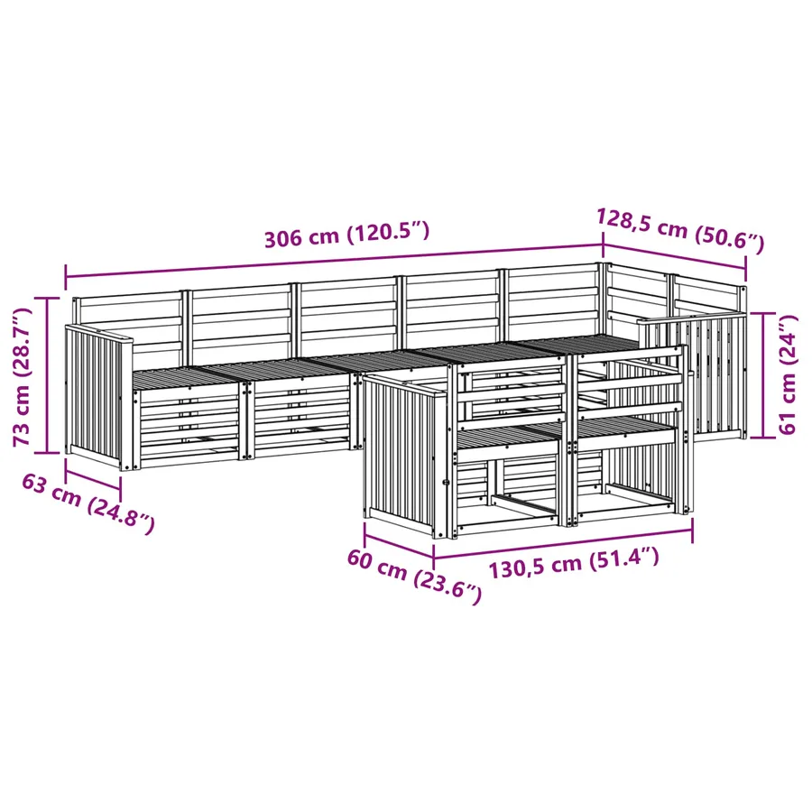 Ensembles de canapés 8 pcs Naturel Bois d'Acacia Massif - 8