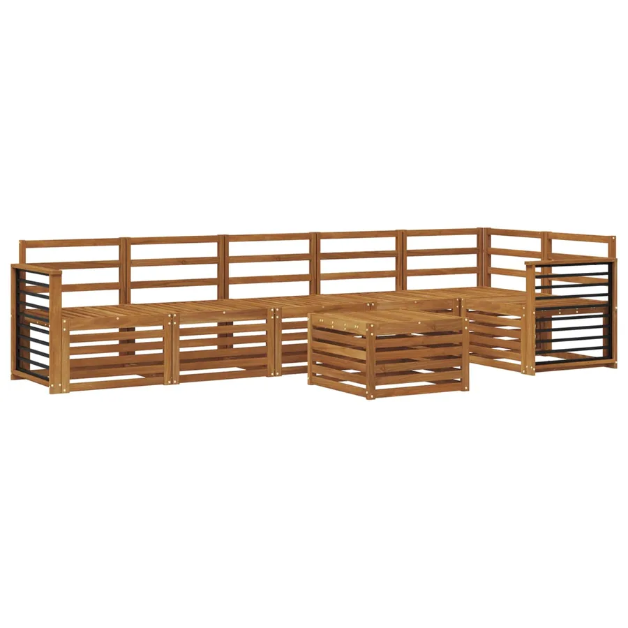 Ensemble de canapé d'angle 7 pcs Naturel Bois d'Acacia Massif - 2