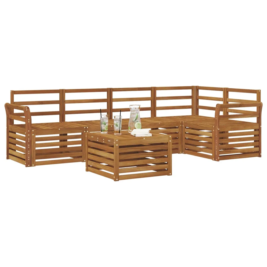 Ensemble de canapé d'angle 6 pcs Naturel Bois d'Acacia Massif - 3