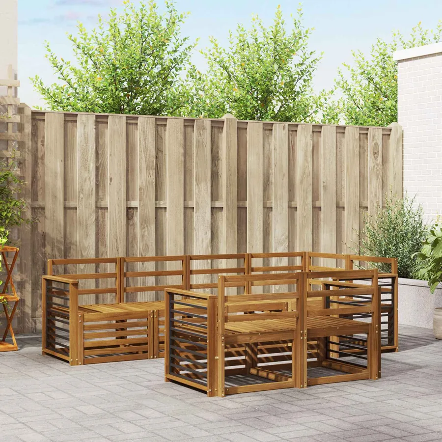 Ensembles de canapés 7 pcs Naturel Bois d'Acacia Massif