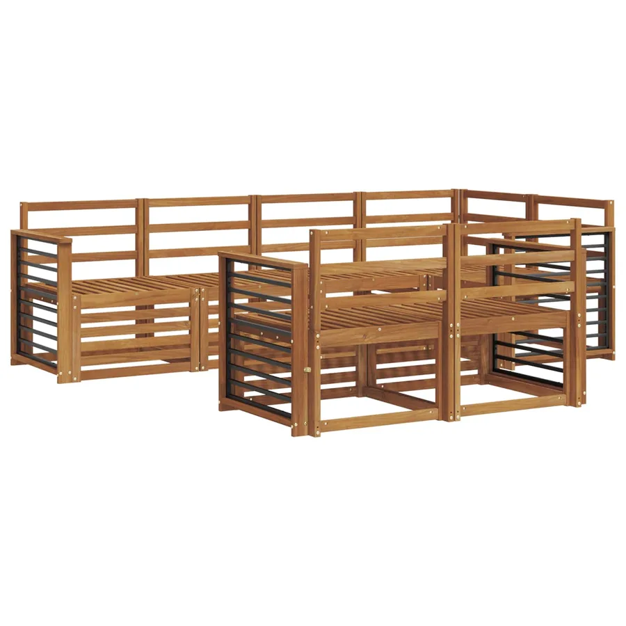 Ensembles de canapés 7 pcs Naturel Bois d'Acacia Massif - 2