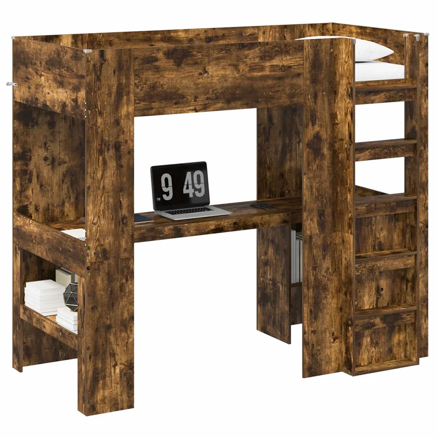 Cadre de lit superposé avec bureau Chêne fumé 80 x 200 cm - 2