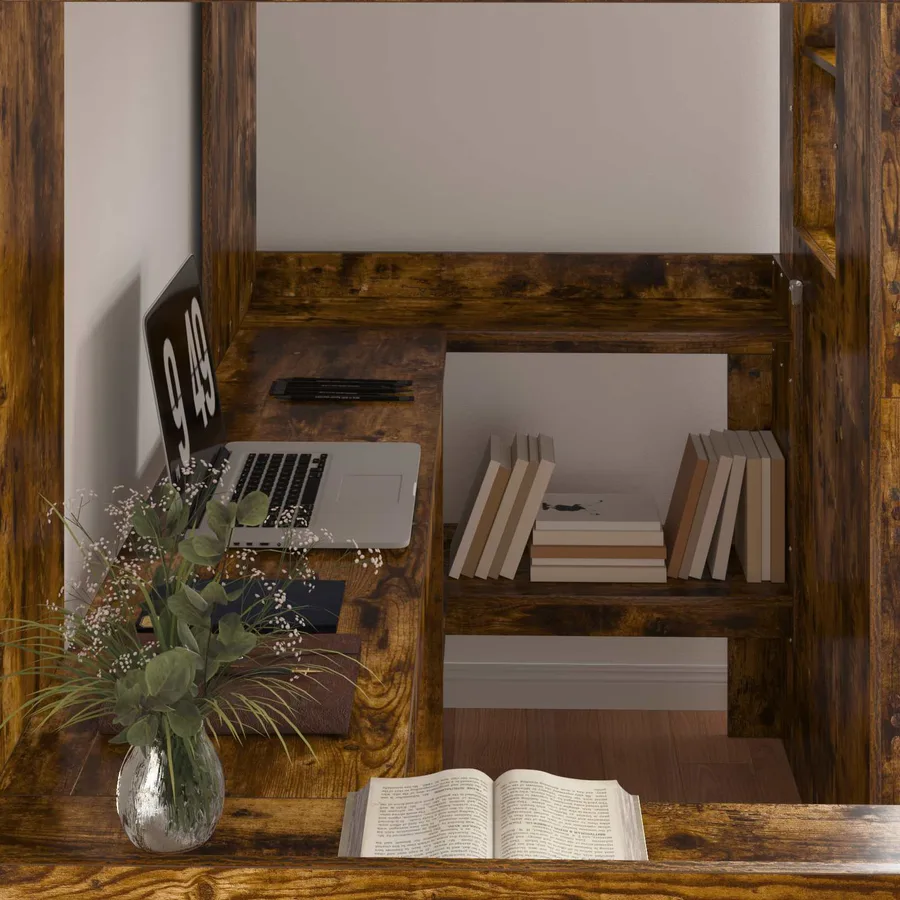 Cadre de lit superposé avec bureau Chêne fumé 80 x 200 cm - 3