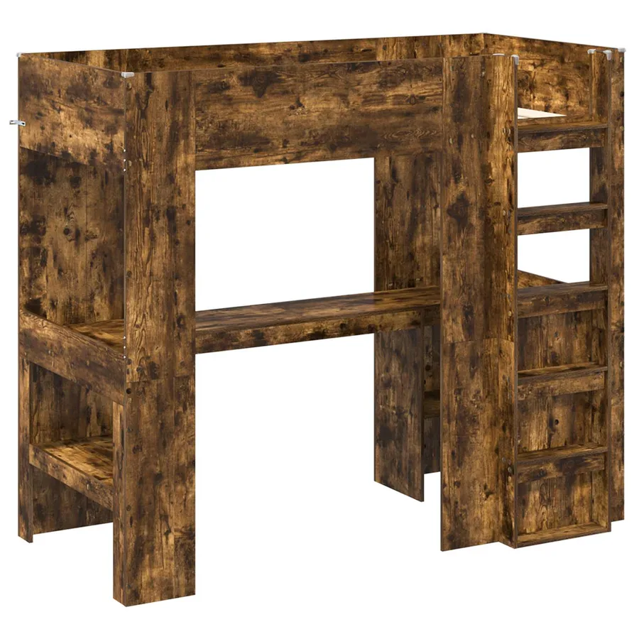 Cadre de lit superposé avec bureau Chêne fumé 80 x 200 cm - 4