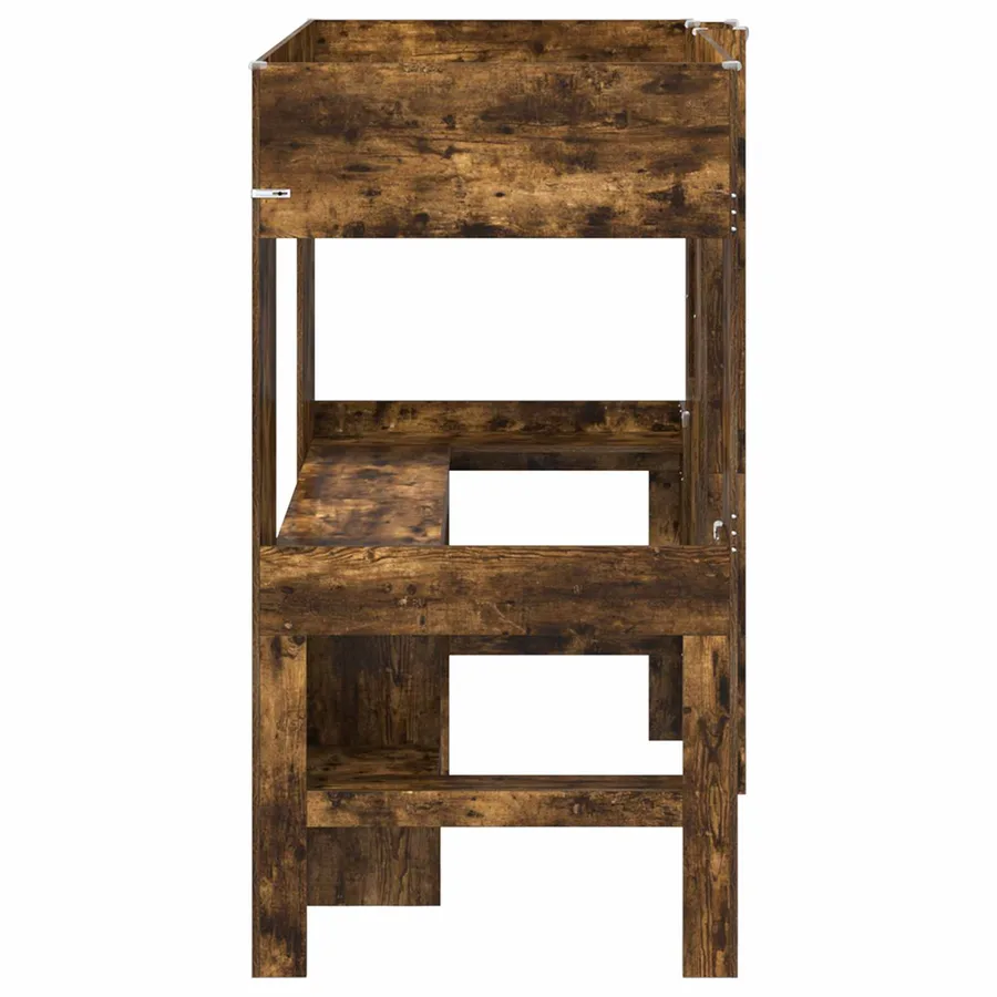 Cadre de lit superposé avec bureau Chêne fumé 80 x 200 cm - 6