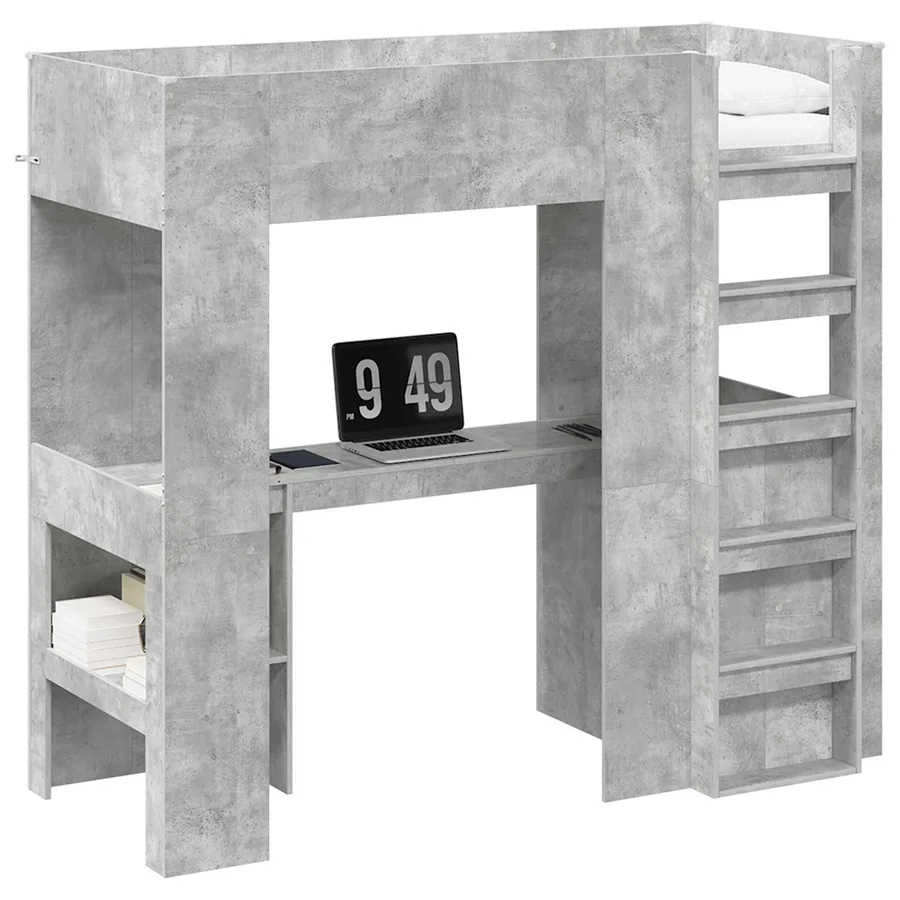 Cadre de lit superposé avec bureau Gris béton 75 x 190 cm - 2