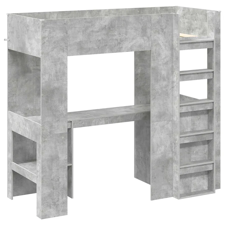 Cadre de lit superposé avec bureau Gris béton 75 x 190 cm - 4