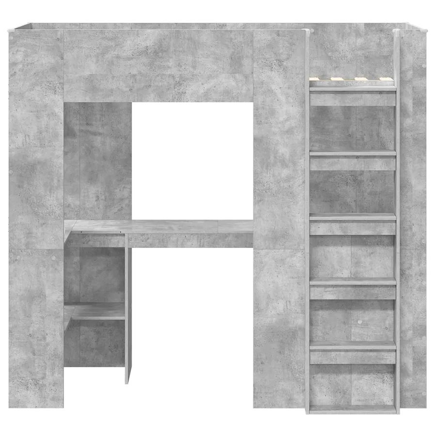 Cadre de lit superposé avec bureau Gris béton 75 x 190 cm - 5