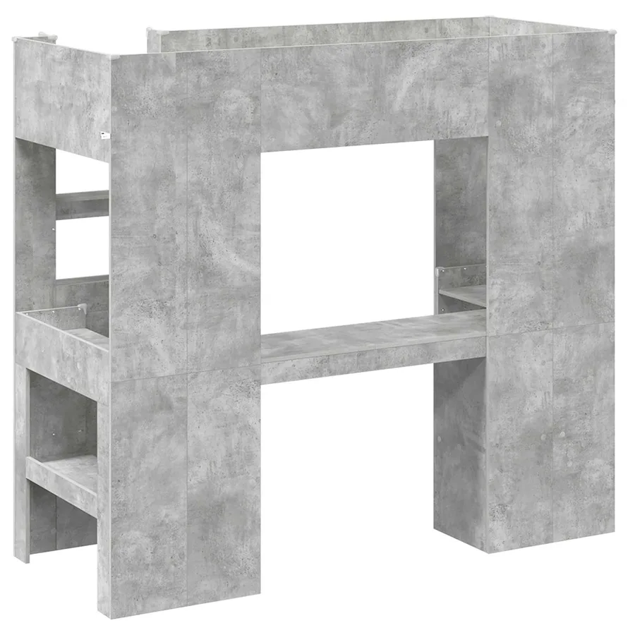 Cadre de lit superposé avec bureau Gris béton 75 x 190 cm - 7