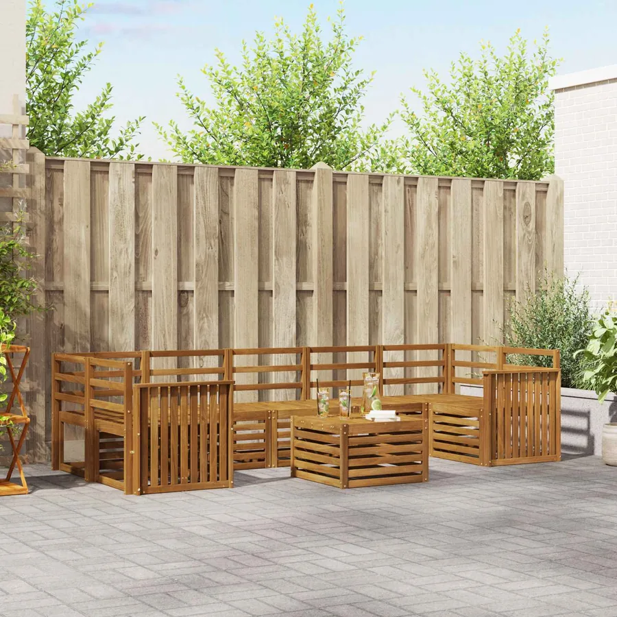 Ensembles de canapés 8 pcs Naturel Bois d'Acacia Massif