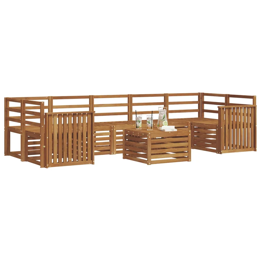 Ensembles de canapés 8 pcs Naturel Bois d'Acacia Massif - 3