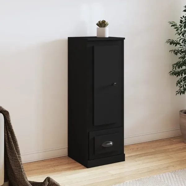 Highboard black 36x35.5x103.5 cm engineered wood