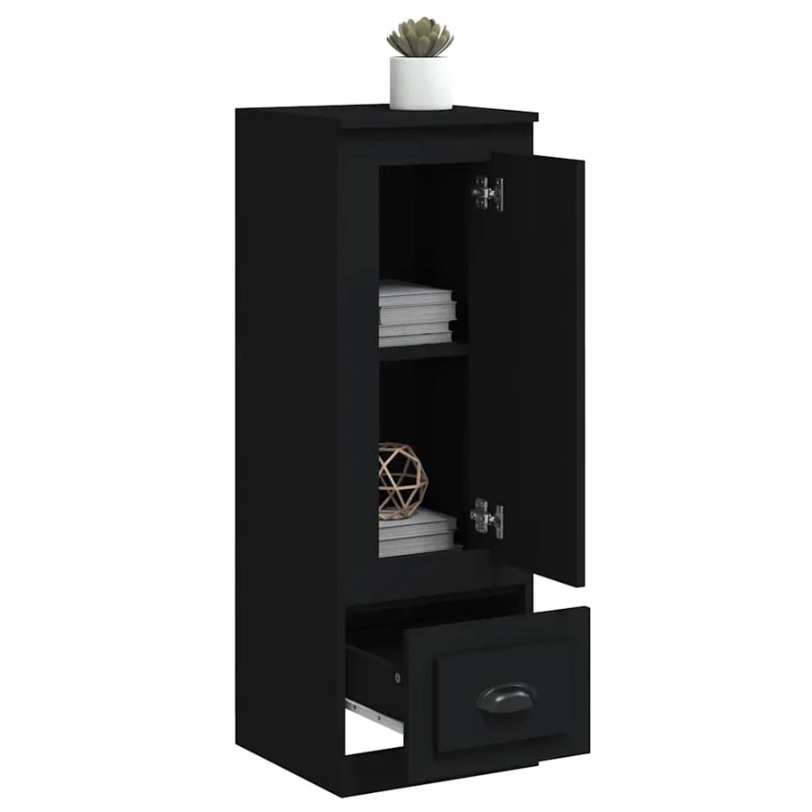 Buffet haut noir 36x35,5x103,5 cm bois d'ingénierie - 4