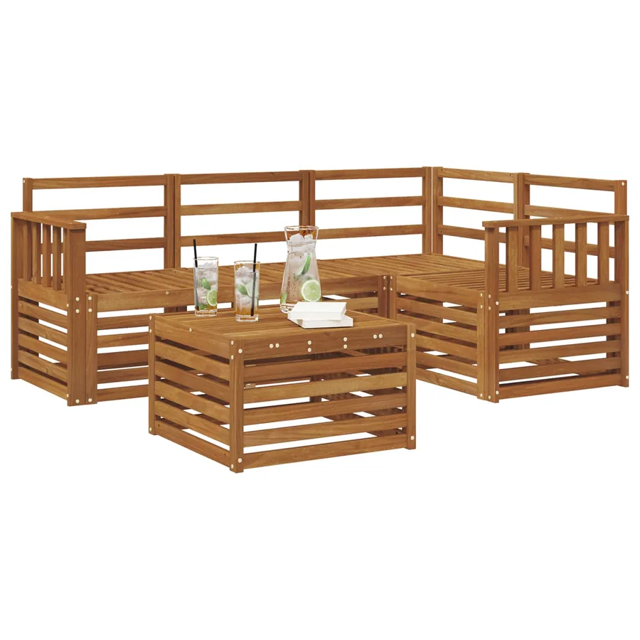 Ensemble de canapés d'extérieur 5 pcs Naturel - 3