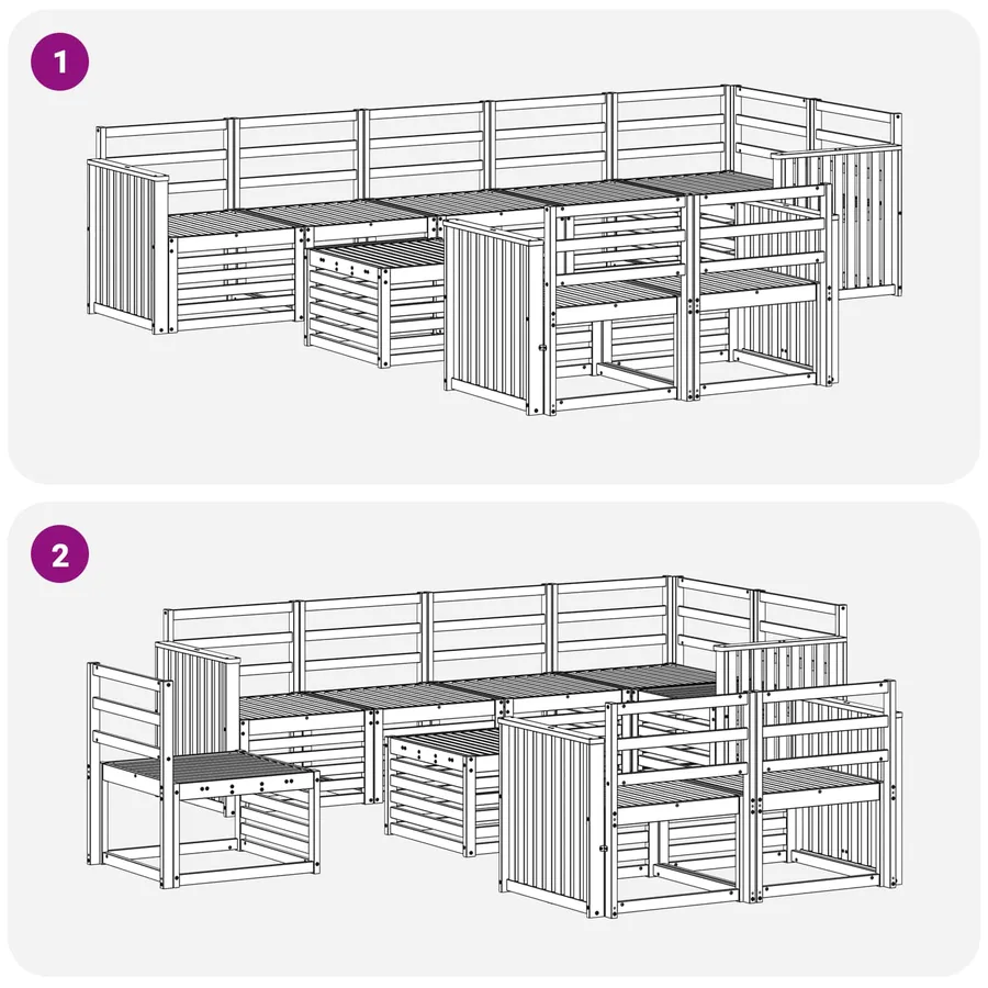 Ensembles de canapés 9 pcs Naturel Bois d'Acacia Massif - 9