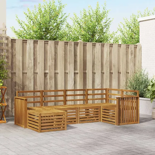 Ensemble de canapé d'angle 6 pcs Naturel Bois d'Acacia Massif