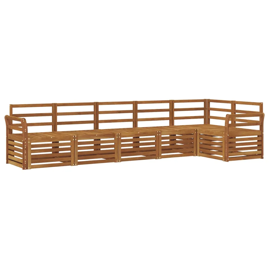Ensemble de canapé d'angle 6 pcs Naturel Bois d'Acacia Massif - 2