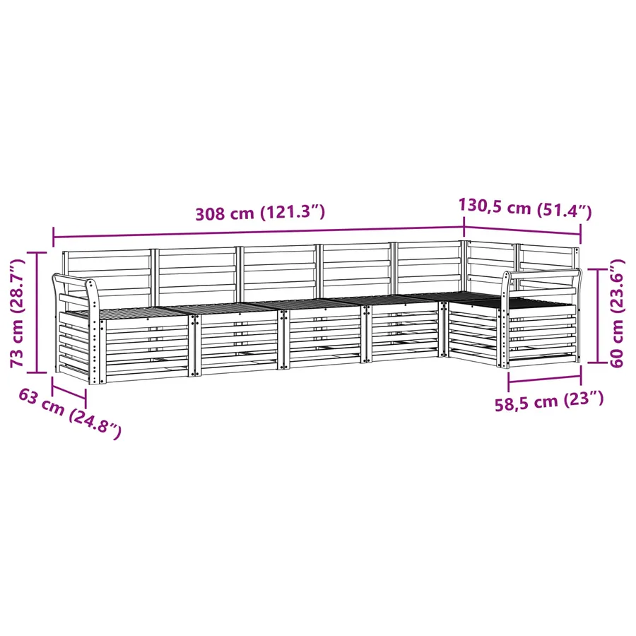 Ensemble de canapé d'angle 6 pcs Naturel Bois d'Acacia Massif - 8